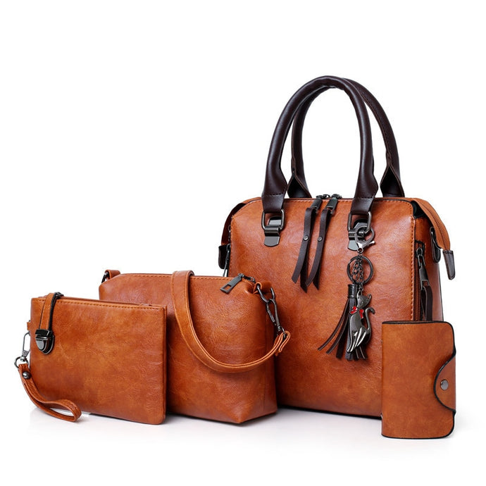 New 4pcs/Set High Quality Ladies Handbags Female PU